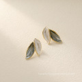 Shangjie OEM aretes elegant dainty moradi color earrings unique small fashion leaf earrings copper cute women stud earrings